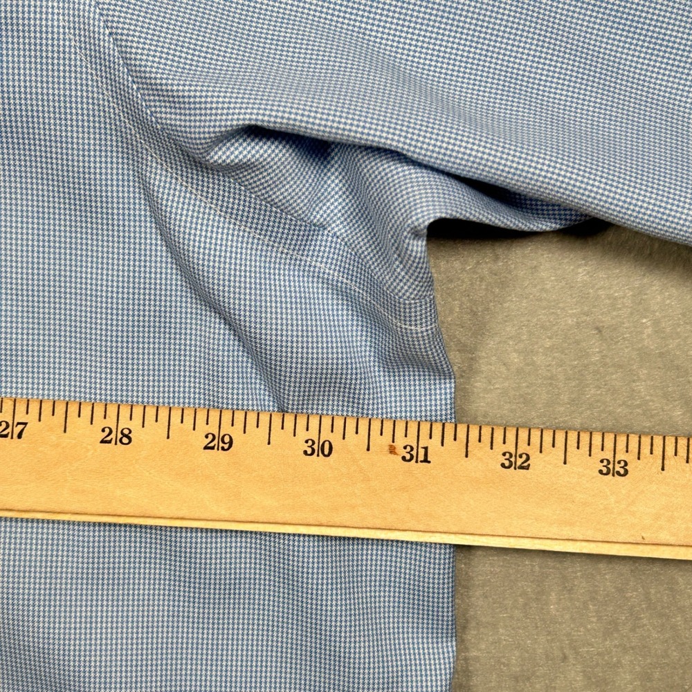 2 Jos. A. Bank Traveler Cotton Shirts Mens 20X35 Navy & Baby Blue Houndstooth - Picture 9 of 16